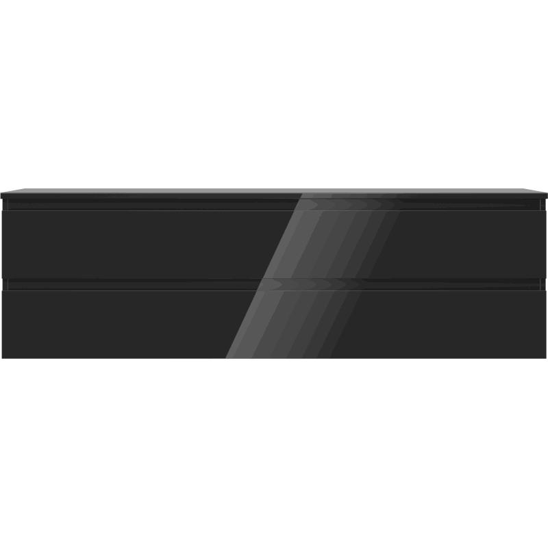 Mexen Orio Badezimmerschrank 160 cm mit Waschtischplatte, 2 Schubladen, schwarz glänzend - 91A10-16047-2-BFFC70