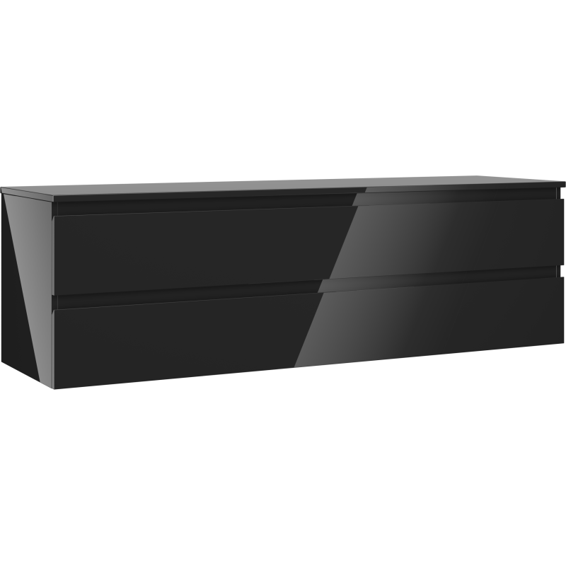 Mexen Orio Badezimmerschrank 160 cm mit Waschtischplatte, 2 Schubladen, schwarz glänzend - 91A10-16047-2-BFFC70