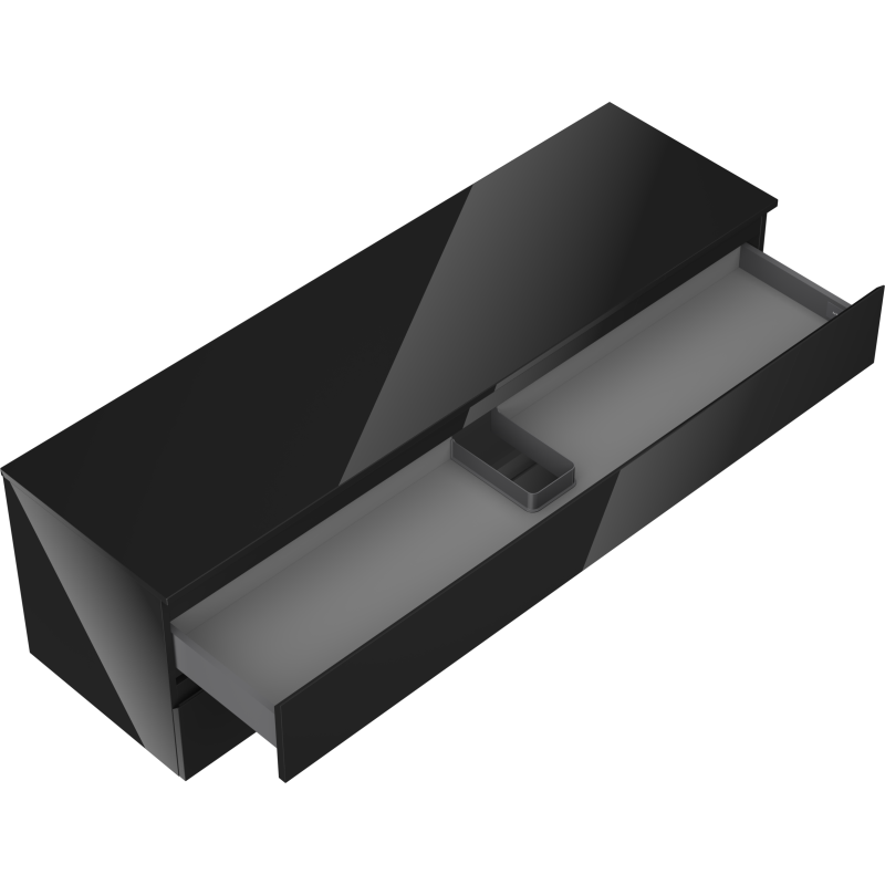 Mexen Orio Badezimmerschrank 160 cm mit Waschtischplatte, 2 Schubladen, schwarz glänzend - 91A10-16047-2-BFFC70