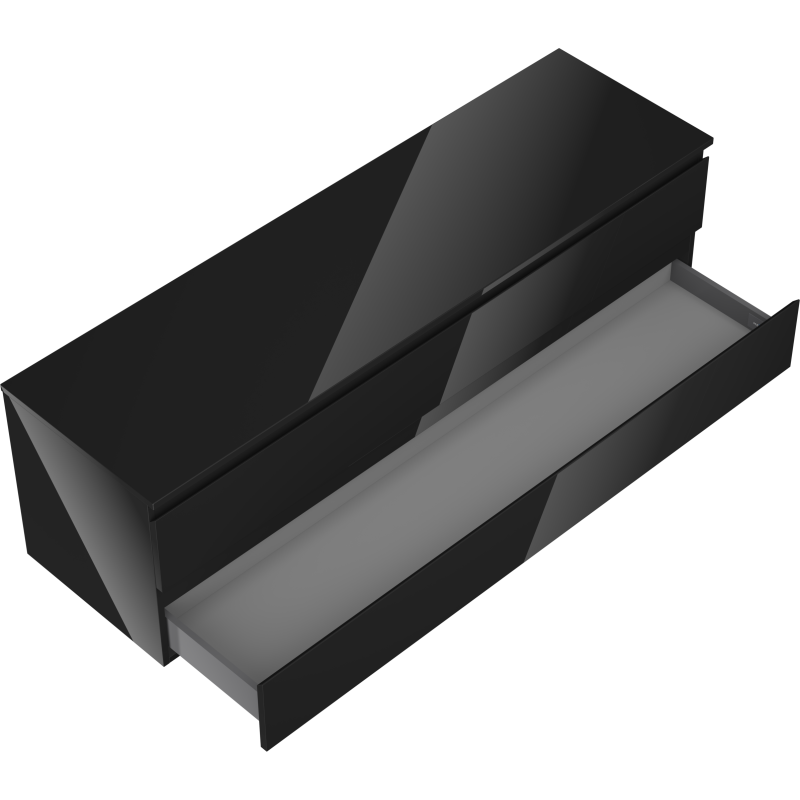 Mexen Orio Badezimmerschrank 160 cm mit Waschtischplatte, 2 Schubladen, schwarz glänzend - 91A10-16047-2-BFFC70