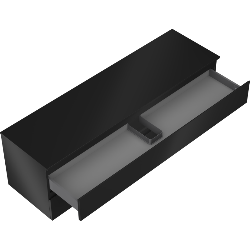 Mexen Orio Badezimmerschrank 160 cm mit Arbeitsplatte, 2 Schubladen, schwarz matt - 91A10-16047-2-BFFC71