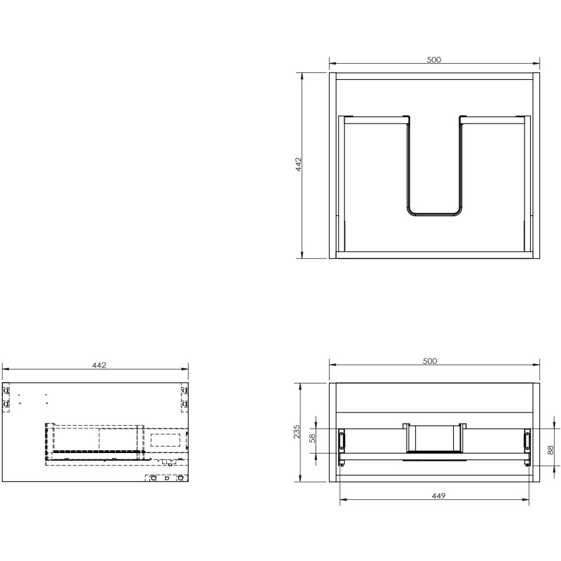 Mexen Rivel 50 cm Waschbeckenunterschrank mit Arbeitsplatte, 1 Schublade, geriffelt, weiß matt - 91A20-05023-1-BFC01