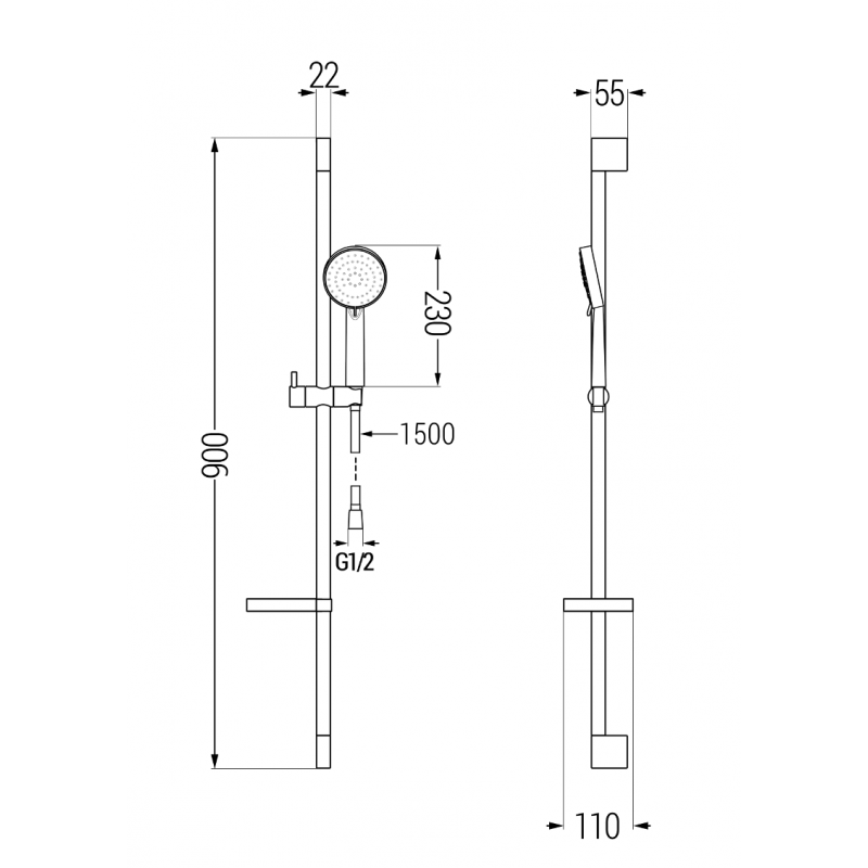Mexen DS75 verstellbares Duschset, Chrom - 785754583-00