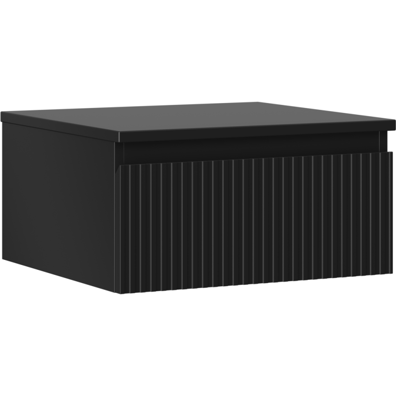 Mexen Rivel Badezimmerunterschrank 50 cm mit Platte, 1 Schublade, gerippt, schwarz matt - 91A20-05023-1-BFC71