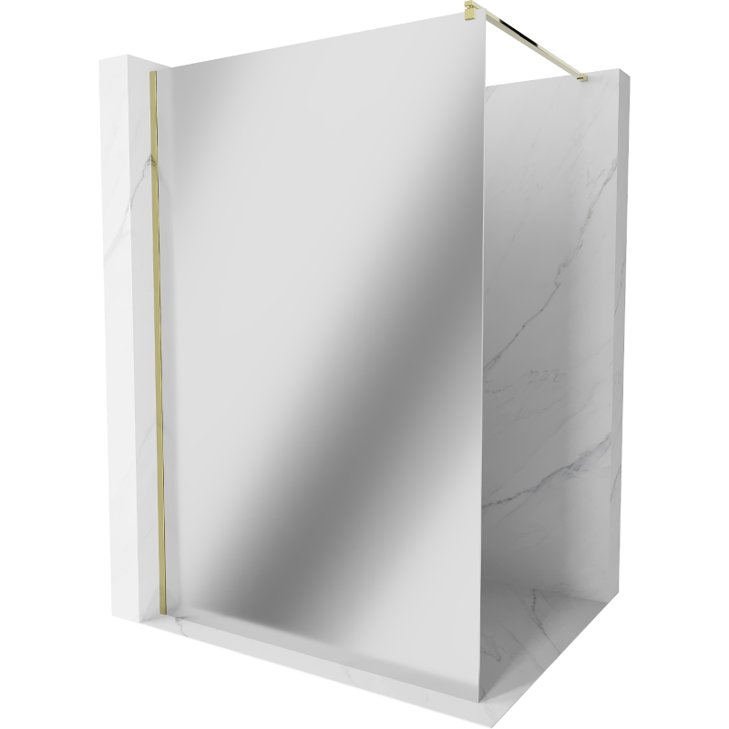 Mexen Kioto Duschwand Walk-in 80 x 200 cm, Spiegel 8 mm, Gold - 800-080-101-50-50