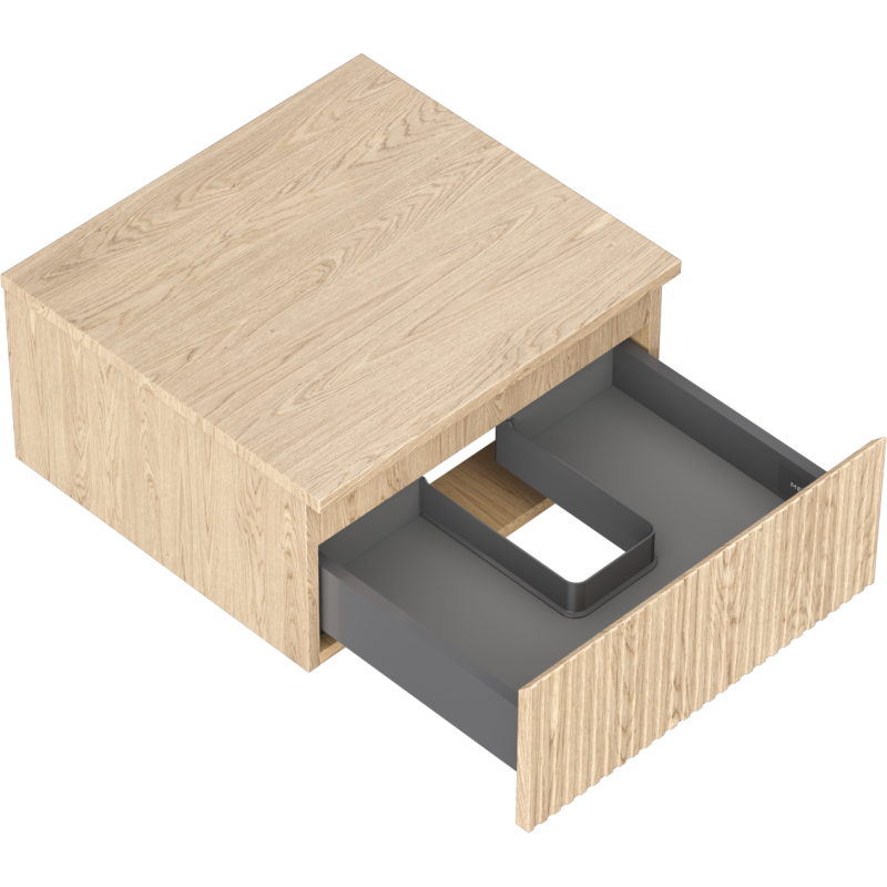Mexen Rivel Badezimmerschrank unter dem Waschbecken 50 cm mit Arbeitsplatte, 1 Schublade, gerillt, Eiche - 91A20-05023-1-BFC81