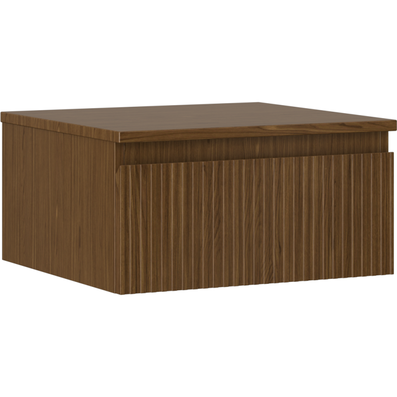 Mexen Rivel 50 cm Badezimmerunterschrank mit Arbeitsplatte, 1 Schublade, geriffelt, Nussbaum - 91A20-05023-1-BFC86