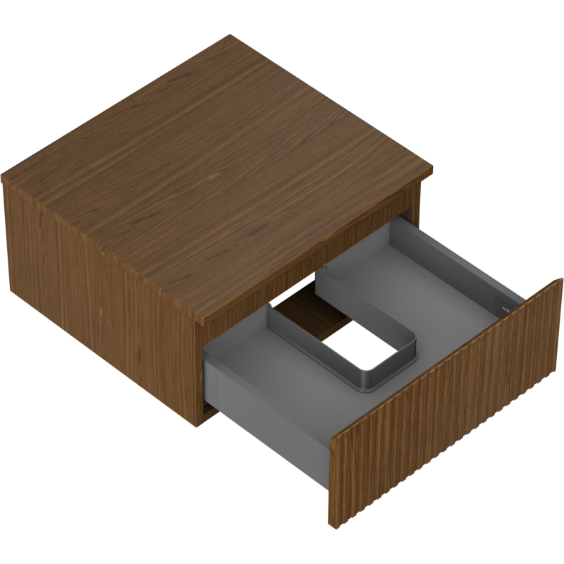 Mexen Rivel 50 cm Badezimmerunterschrank mit Arbeitsplatte, 1 Schublade, geriffelt, Nussbaum - 91A20-05023-1-BFC86