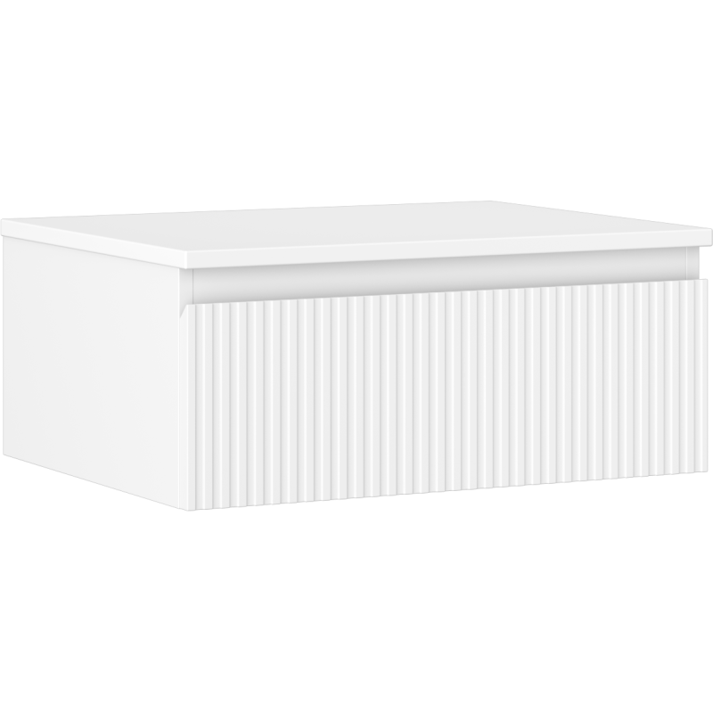Mexen Rivel Badezimmerschrank 60 cm mit Arbeitsplatte, 1 Schublade, geriffelt, weiß matt - 91A20-06023-1-BFC01