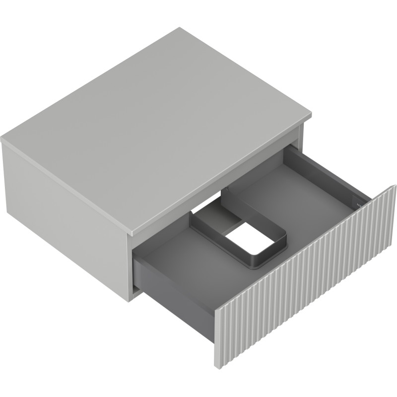 Mexen Rivel Badezimmerschrank für Waschtisch 60 cm mit Arbeitsplatte, 1 Schublade, geriffelt, grau matt - 91A20-06023-1-BFC62