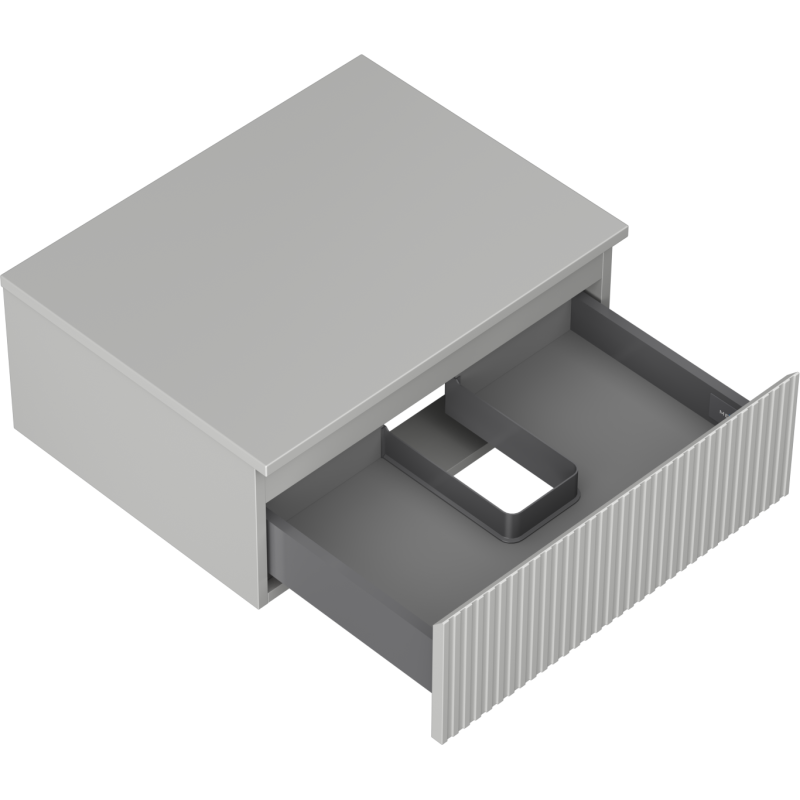 Mexen Rivel Badezimmerschrank unter Waschbecken 60 cm mit Arbeitsplatte, 1 Schublade, gerillt, grau matt - 91A20-06023-1-BFC62