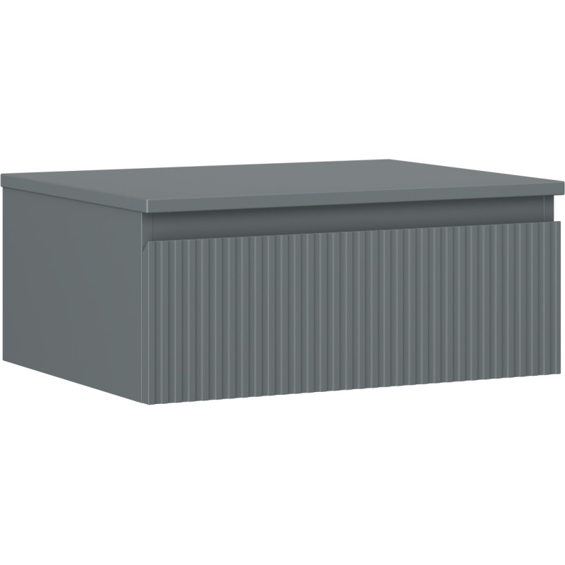 Mexen Rivel Badezimmerschrank 60 cm unter Waschbecken mit Arbeitsplatte, 1 Schublade, geriffelt, Graphit matt