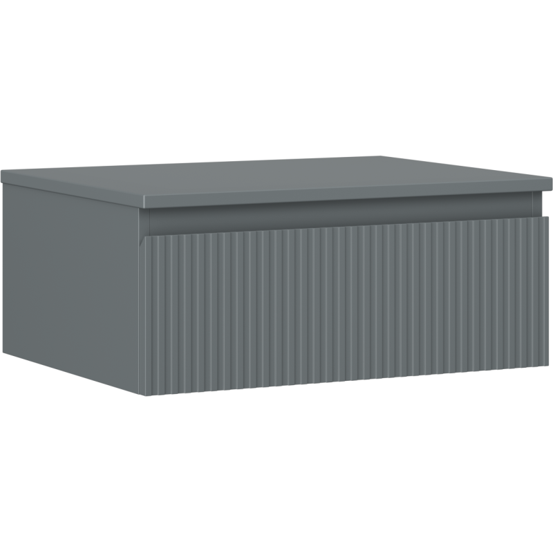 Mexen Rivel Badezimmerunterschrank 60 cm mit Arbeitsplatte, 1 Schublade, gerillt, Graphit matt - 91A20-06023-1-BFC66