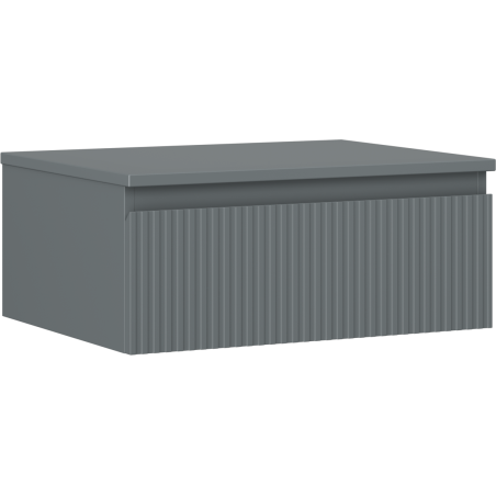 Mexen Rivel Badezimmerschrank 60 cm unter Waschbecken mit Arbeitsplatte, 1 Schublade, geriffelt, Graphit matt