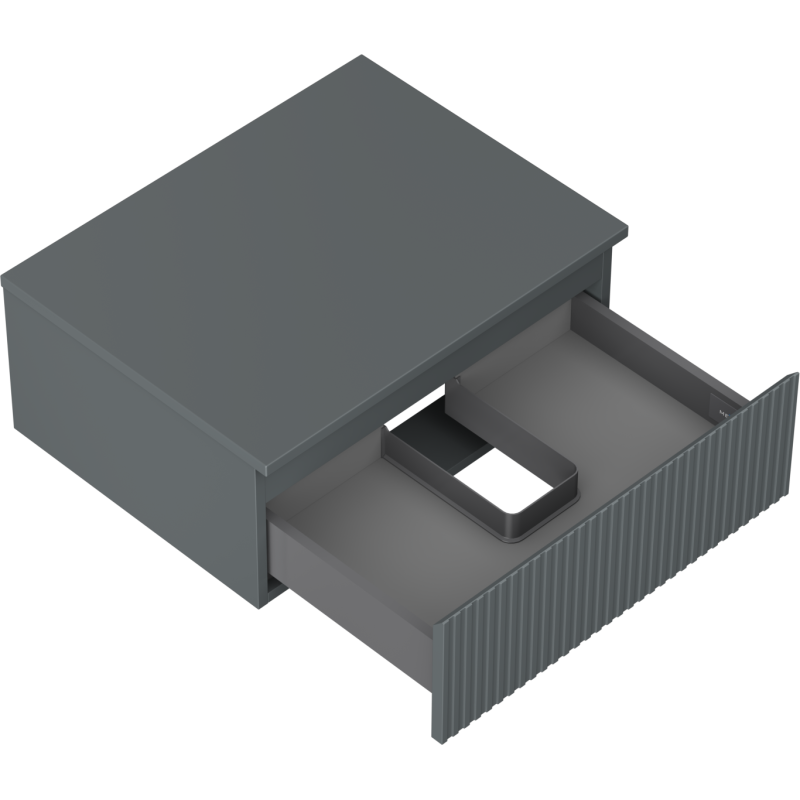 Mexen Rivel Badezimmerunterschrank 60 cm mit Arbeitsplatte, 1 Schublade, gerillt, Graphit matt - 91A20-06023-1-BFC66