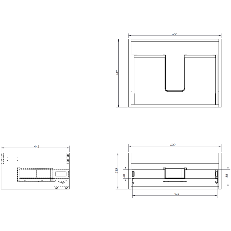Mexen Rivel Badezimmerschrank 60 cm mit Arbeitsplatte, 1 Schublade, geriffelt, schwarz matt - 91A20-06023-1-BFC71
