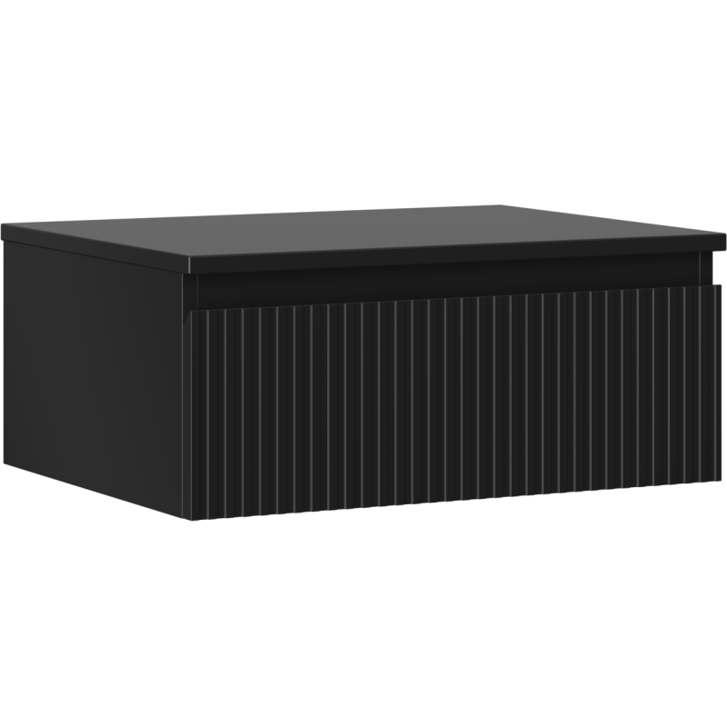 Mexen Rivel Badezimmerschrank 60 cm mit Arbeitsplatte, 1 Schublade, geriffelt, schwarz matt - 91A20-06023-1-BFC71