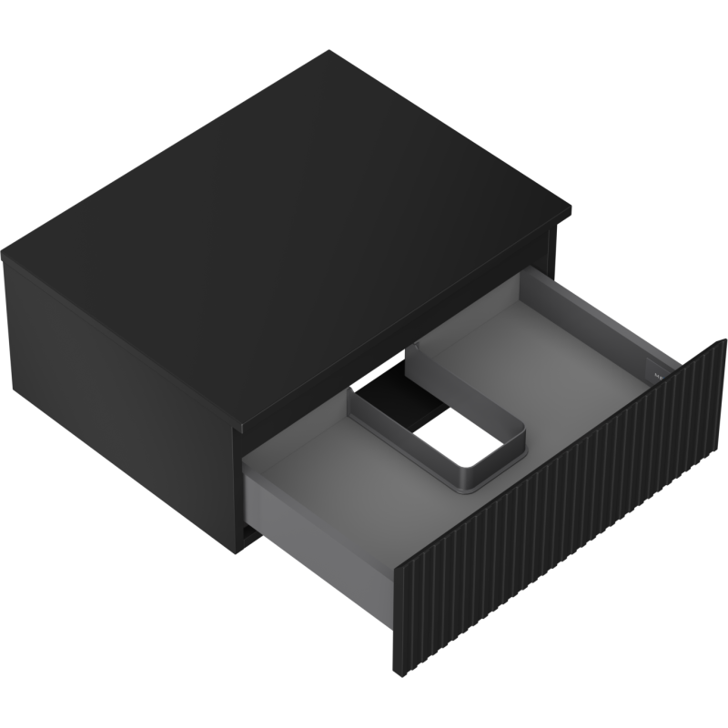 Mexen Rivel Badezimmerschrank 60 cm mit Arbeitsplatte, 1 Schublade, geriffelt, schwarz matt - 91A20-06023-1-BFC71