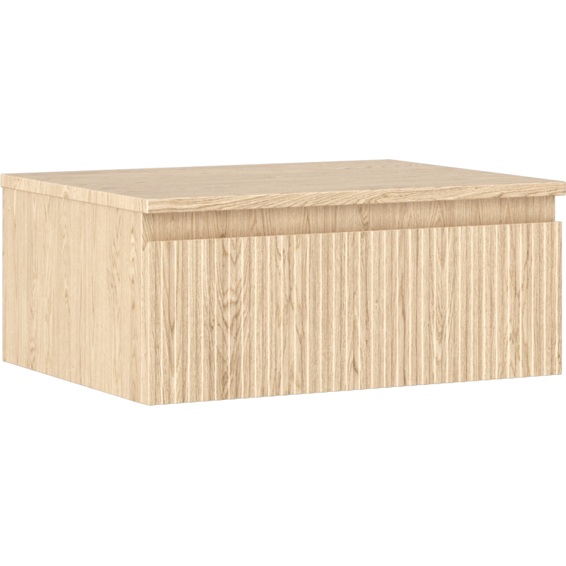 Mexen Rivel Badezimmerschrank 60 cm mit Waschbeckenplatte, 1 Schublade, profiliert, Eiche - 91A20-06023-1-BFC81