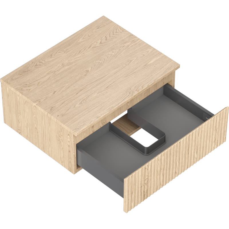 Mexen Rivel Badezimmerschrank 60 cm mit Waschbeckenplatte, 1 Schublade, profiliert, Eiche - 91A20-06023-1-BFC81