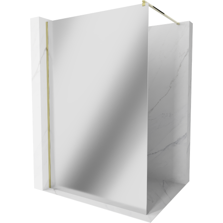 Mexen Kioto Duschwand Walk-in 100 x 200 cm, Spiegel 8 mm, Gold - 800-100-101-50-50