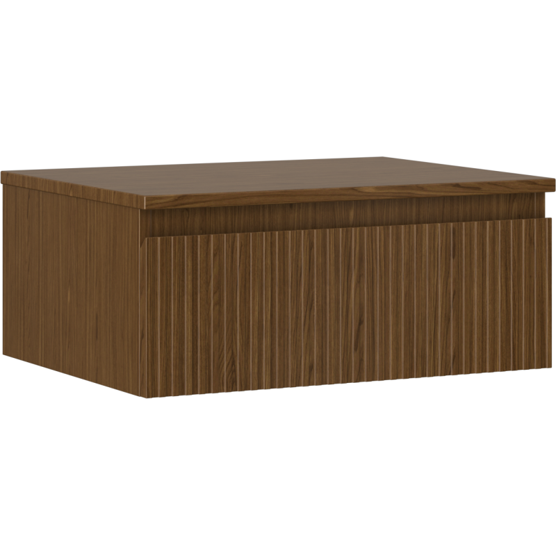 Mexen Rivel Badezimmerunterschrank 60 cm mit Arbeitsplatte, 1 Schublade, gerillt, Nussbaum - 91A20-06023-1-BFC86