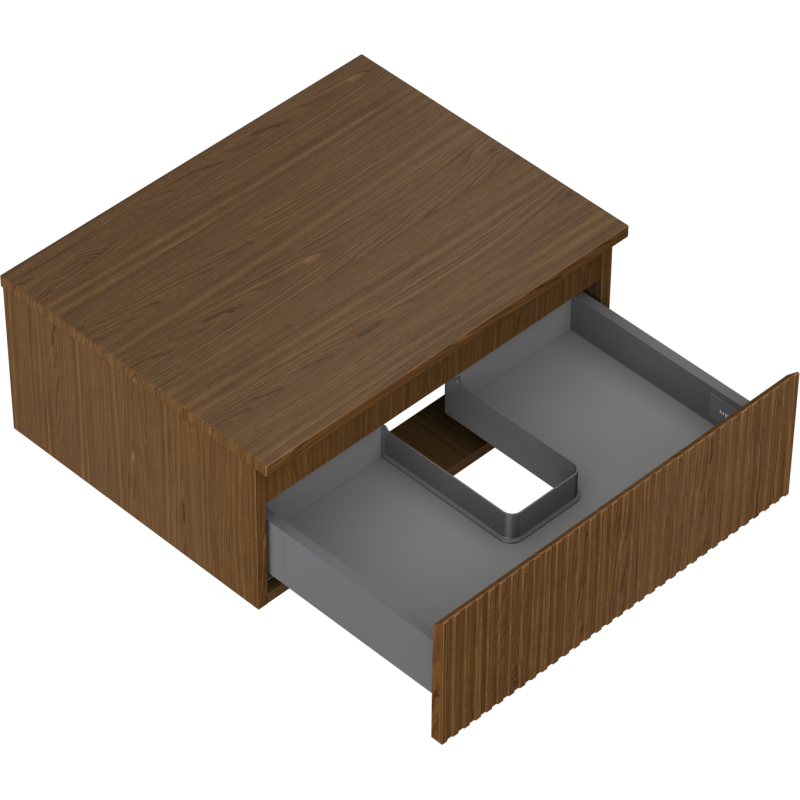 Mexen Rivel Badezimmerunterschrank 60 cm mit Arbeitsplatte, 1 Schublade, gerillt, Nussbaum - 91A20-06023-1-BFC86
