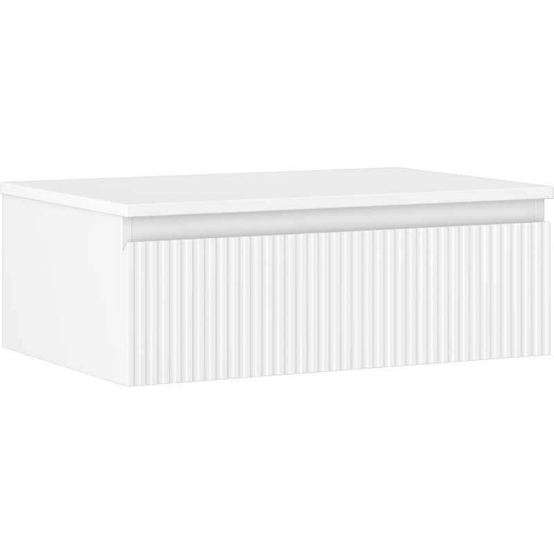 Mexen Rivel Badezimmerschrank unter dem Waschbecken 70 cm mit Arbeitsplatte, 1 Schublade, geriffelt, weiß matt