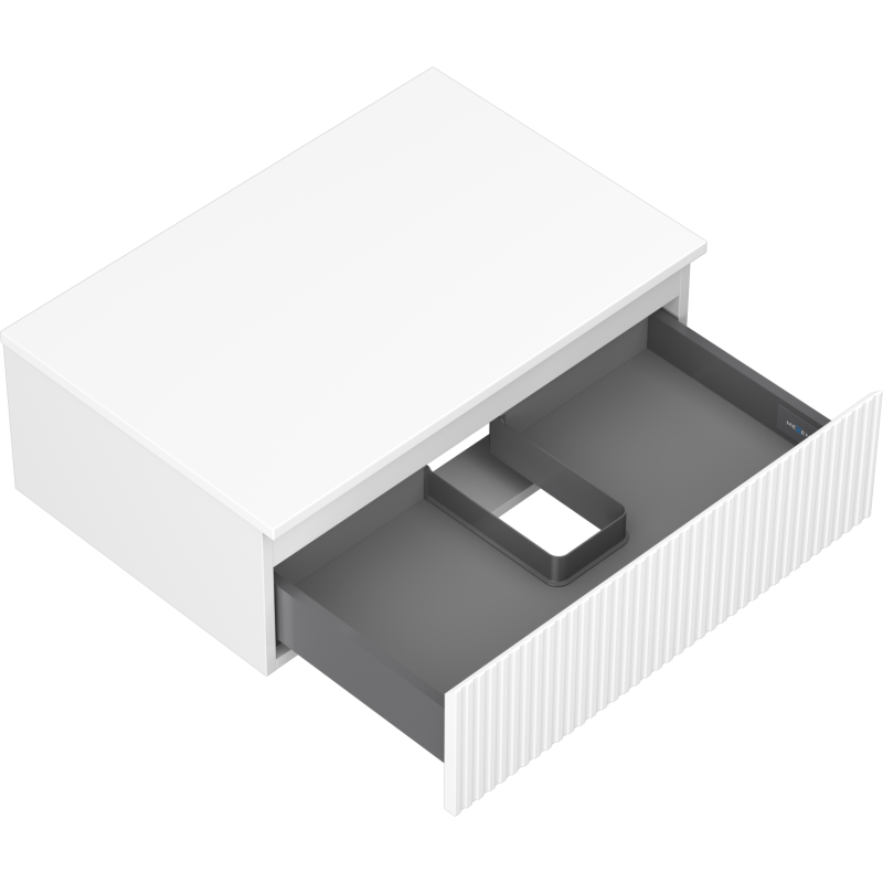 Mexen Rivel Badezimmerschrank 70 cm mit Platte, 1 Schublade, geriffelt, weiß matt - 91A20-07023-1-BFC01