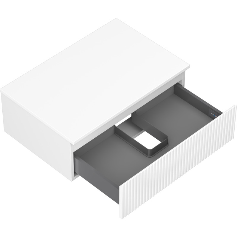 Mexen Rivel Badezimmerschrank unter dem Waschbecken 70 cm mit Arbeitsplatte, 1 Schublade, geriffelt, weiß matt
