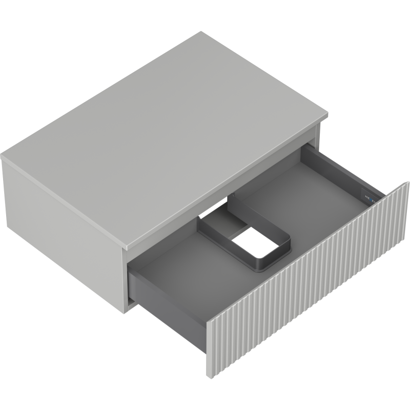 Mexen Rivel Badezimmerunterschrank 70 cm mit Arbeitsplatte, 1 Schublade, gerillt, grau matt - 91A20-07023-1-BFC62