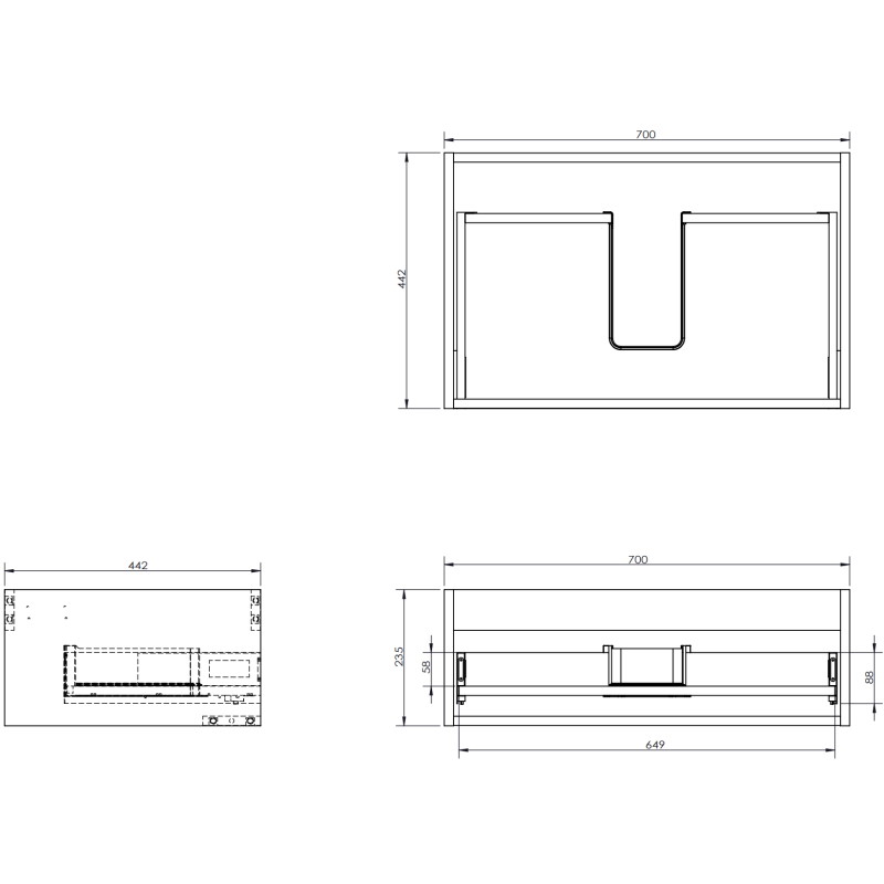 Mexen Rivel Badezimmerschrank 70 cm mit Waschtischplatte, 1 Schublade, geriffelt, Graphit matt - 91A20-07023-1-BFC66