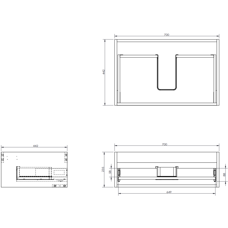 Mexen Rivel Badezimmerschrank unter Waschbecken 70 cm mit Platte, 1 Schublade, geriffelt, graphit matt - 91A20-07023-1-BFC66