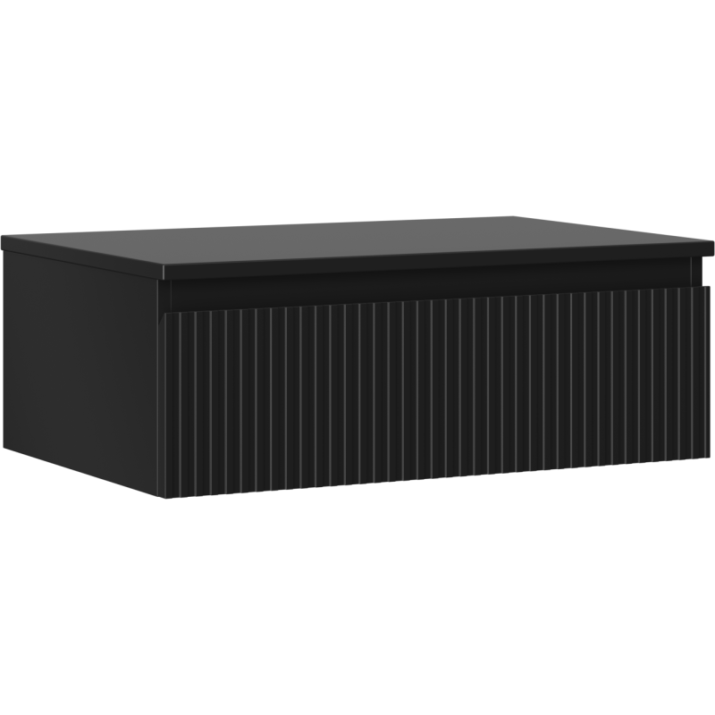 Mexen Rivel Badezimmer-Unterschrank 70 cm mit Arbeitsplatte, 1 Schublade, gerillt, schwarz matt - 91A20-07023-1-BFC71