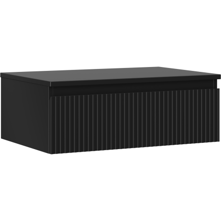 Mexen Rivel Badezimmer-Unterschrank 70 cm mit Arbeitsplatte, 1 Schublade, gerillt, schwarz matt - 91A20-07023-1-BFC71