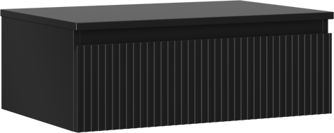 Mexen Rivel Badezimmer-Unterschrank 70 cm mit Arbeitsplatte, 1 Schublade, gerillt, schwarz matt - 91A20-07023-1-BFC71