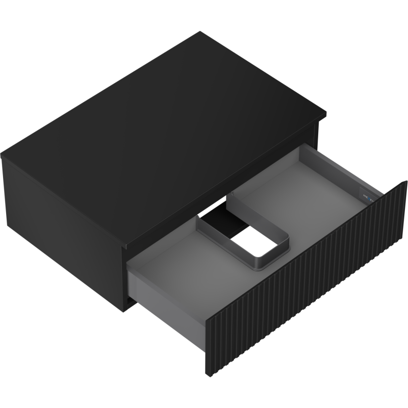 Mexen Rivel Badezimmer-Unterschrank 70 cm mit Arbeitsplatte, 1 Schublade, gerillt, schwarz matt - 91A20-07023-1-BFC71