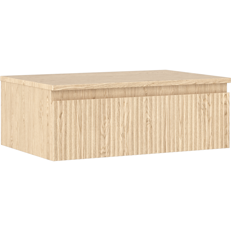 Mexen Rivel Badezimmerschrank 70 cm mit Arbeitsplatte, 1 Schublade, geriffelt, Eiche - 91A20-07023-1-BFC81