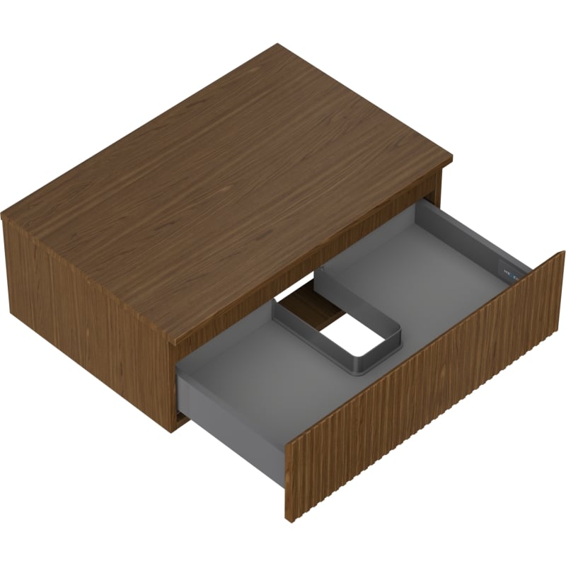 Mexen Rivel Badezimmerschrank 70 cm mit Arbeitsplatte, 1 Schublade, gerillt, Nussbaum - 91A20-07023-1-BFC86