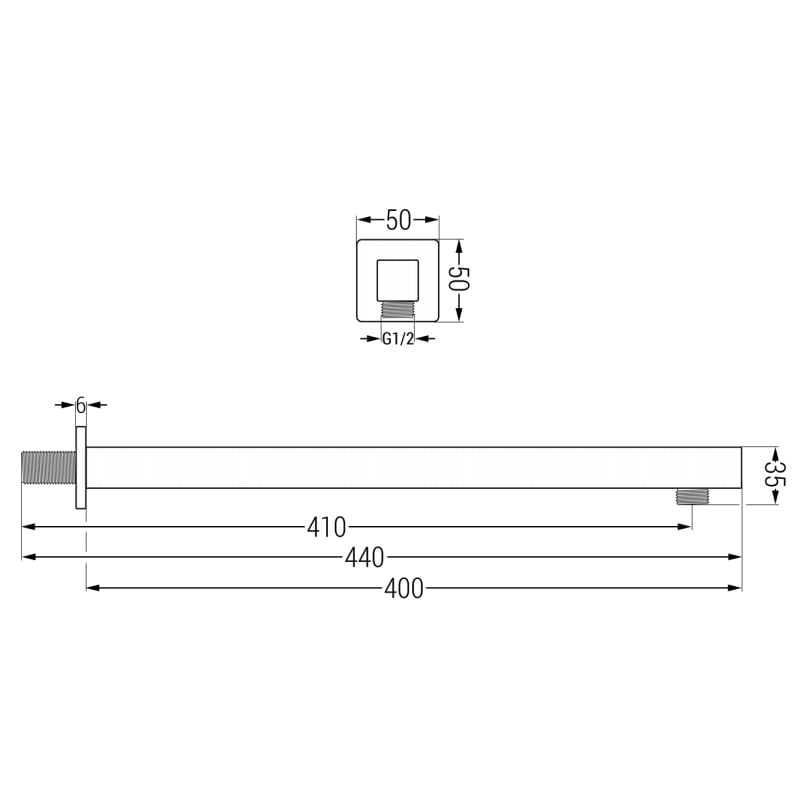Mexen Cube Duscharm zur Wandmontage 40 cm Chrom - 79111-00