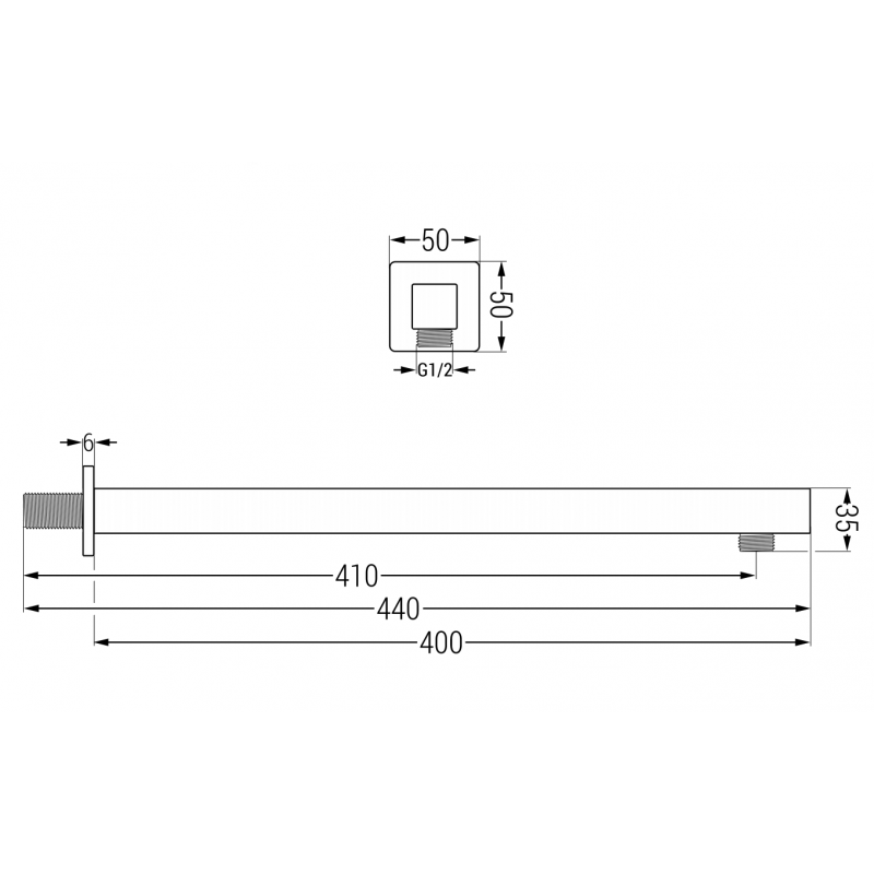 Mexen Duscharm wandmontiert 40 cm Chrom - 79111-00