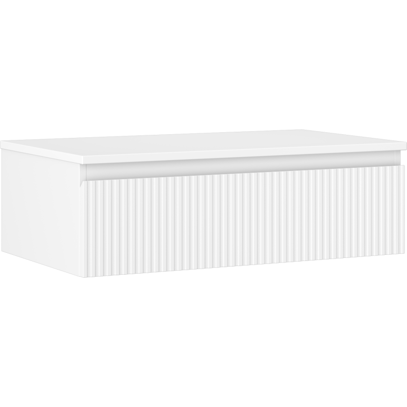 Mexen Rivel Badezimmerschrank 80 cm mit Arbeitsplatte, 1 Schublade, geriffelt, weiß matt - 91A20-08023-1-BFC01
