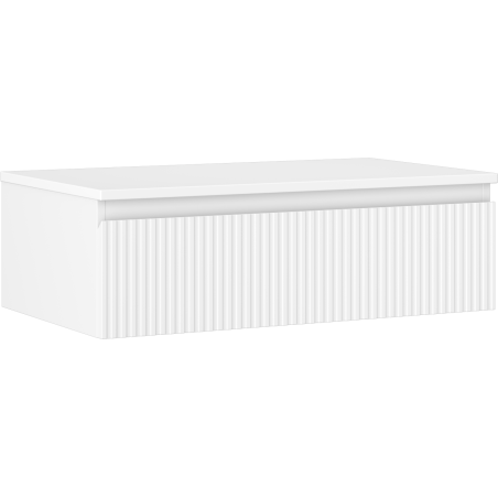 Mexen Rivel Badezimmerschrank 80 cm mit Arbeitsplatte, 1 Schublade, geriffelt, weiß matt - 91A20-08023-1-BFC01