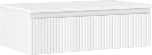 Mexen Rivel Badezimmerschrank 80 cm mit Arbeitsplatte, 1 Schublade, geriffelt, weiß matt - 91A20-08023-1-BFC01