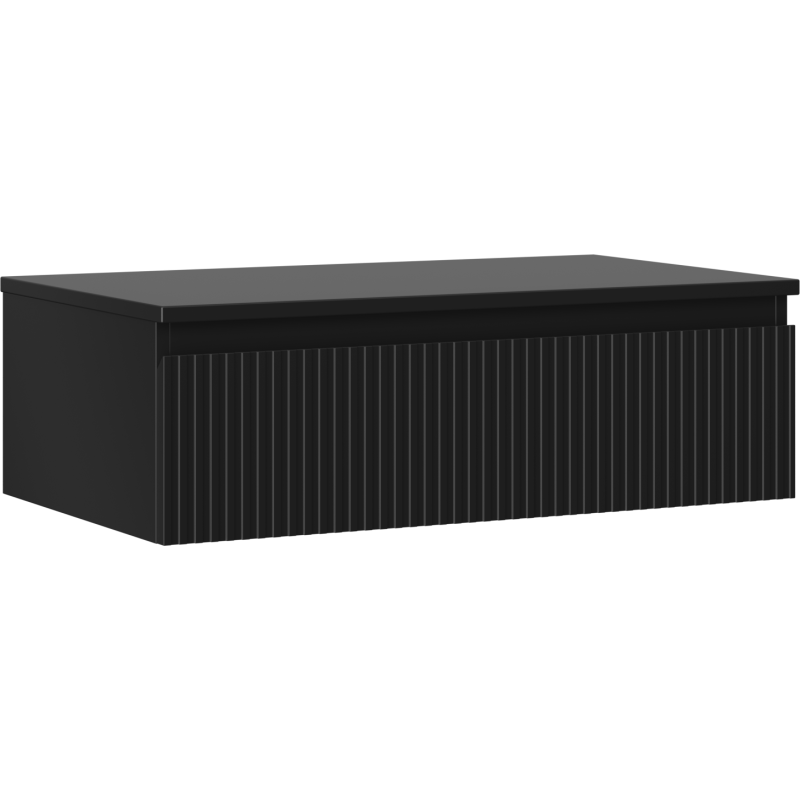 Mexen Rivel Badunterschrank 80 cm mit Arbeitsplatte, 1 Schublade, gerillt, schwarz matt - 91A20-08023-1-BFC71