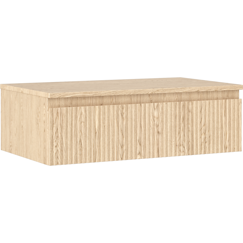 Mexen Rivel Badezimmerunterschrank 80 cm mit Arbeitsplatte, 1 Schublade, geriffelt, Eiche - 91A20-08023-1-BFC81