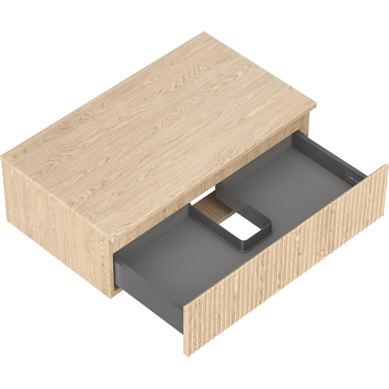 Mexen Rivel Badezimmerunterschrank 80 cm mit Arbeitsplatte, 1 Schublade, geriffelt, Eiche - 91A20-08023-1-BFC81
