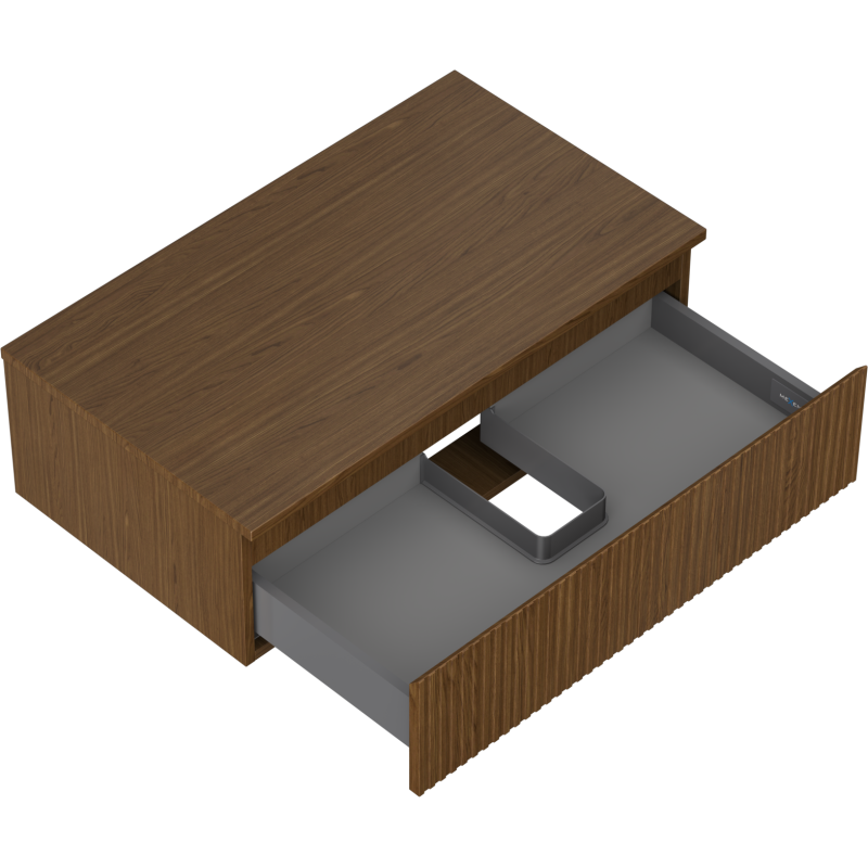 Mexen Rivel Badezimmerschrank 80 cm mit Arbeitsplatte, 1 Schublade, gerillt, Nussbaum - 91A20-08023-1-BFC86