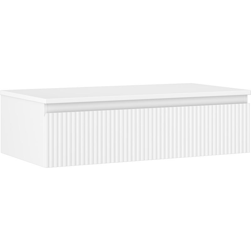 Mexen Rivel Badezimmerschrank für Waschtische 90 cm mit Arbeitsplatte, 1 Schublade, geriffelt, weiß matt - 91A20-09023-1-BFC01