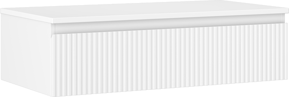 Mexen Rivel Badezimmerschrank für Waschtische 90 cm mit Arbeitsplatte, 1 Schublade, geriffelt, weiß matt - 91A20-09023-1-BFC01